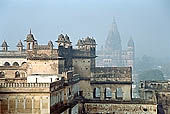 Orchha - landscape with the Chaturbhuj Mandir Temple on  the distance 